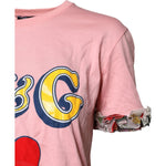 Dolce & Gabbana Pink Logo Print Cotton Crew Neck Tee T-shirt