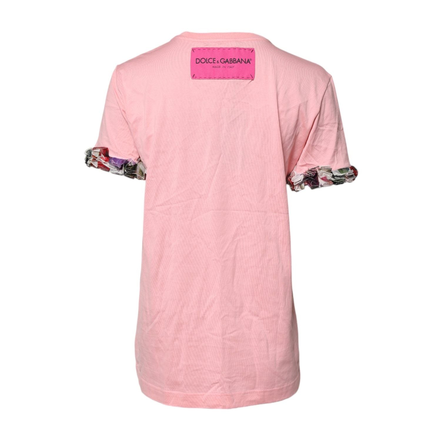 Dolce & Gabbana Pink Logo Print Cotton Crew Neck Tee T-shirt