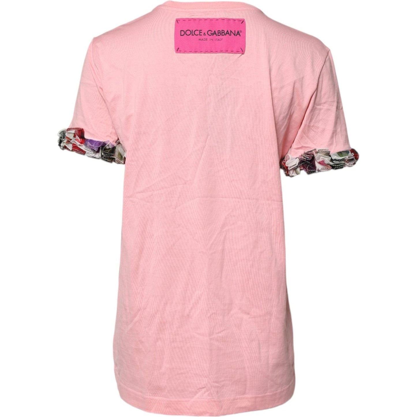 Dolce & Gabbana Pink Logo Print Cotton Crew Neck Tee T-shirt