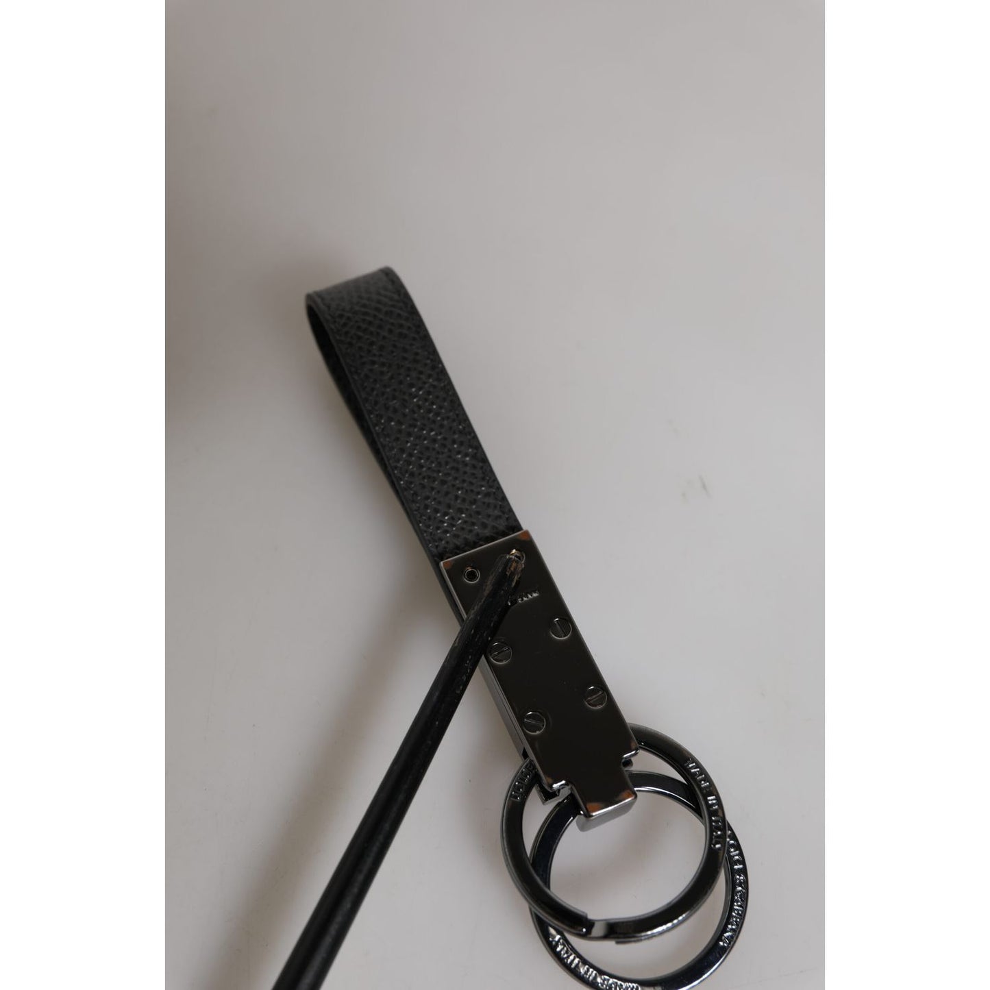 Dolce & Gabbana Brown Leather DG Plaque Double Keyring Holder Keychain