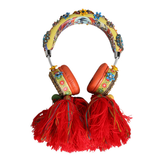 Dolce & Gabbana Multicolor Whimsical Tasseled Crystal Headset Headphones SMY10463