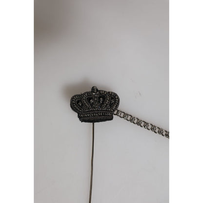 Dolce & Gabbana Silver Tone Brass Crown Chain Women Brooch Lapel Pin