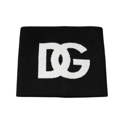 Dolce & Gabbana Black Cashmere DG Logo Square Handkerchief Scarf