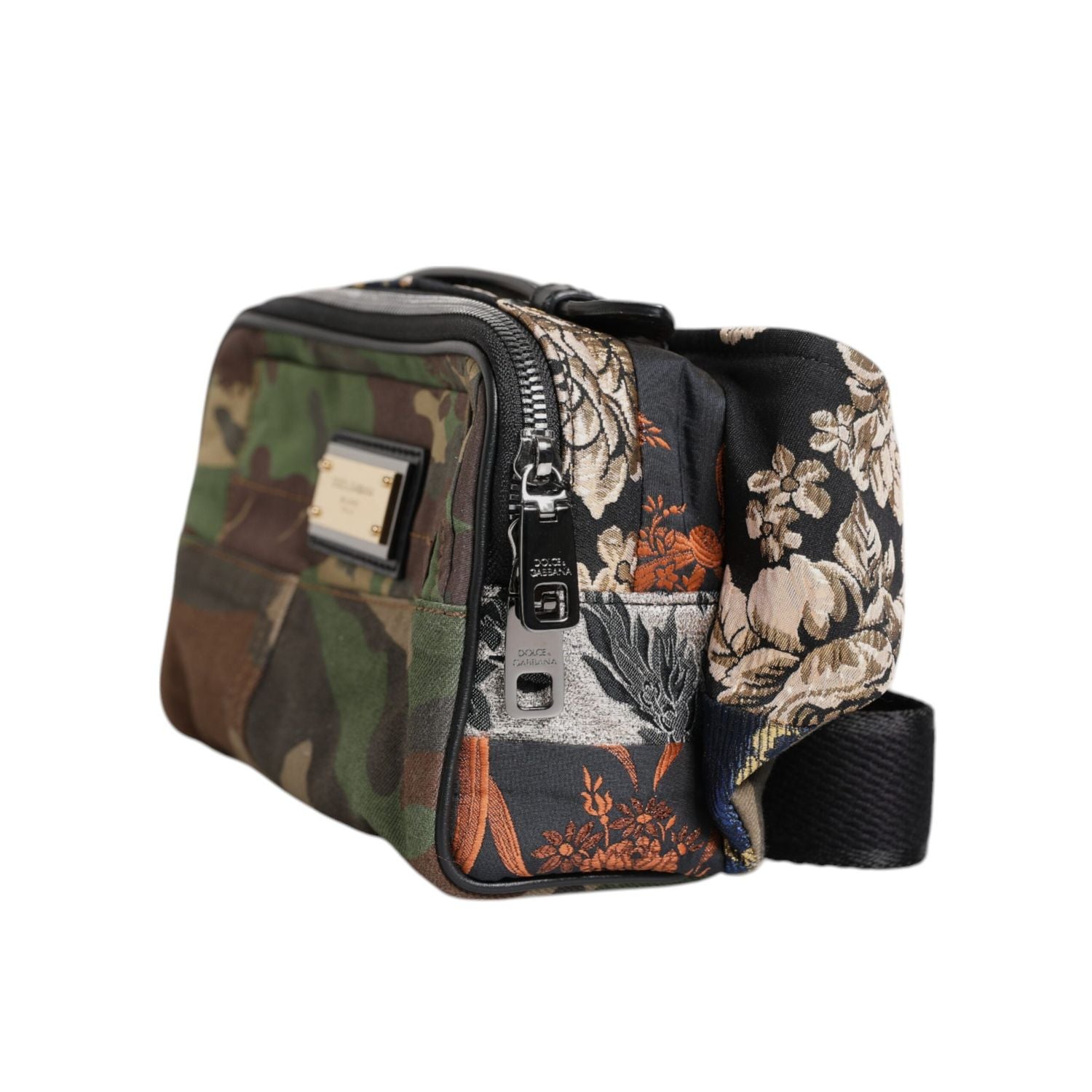 Dolce & Gabbana Multicolor Camouflage Patchwork Logo Waist Fanny Pack Bag