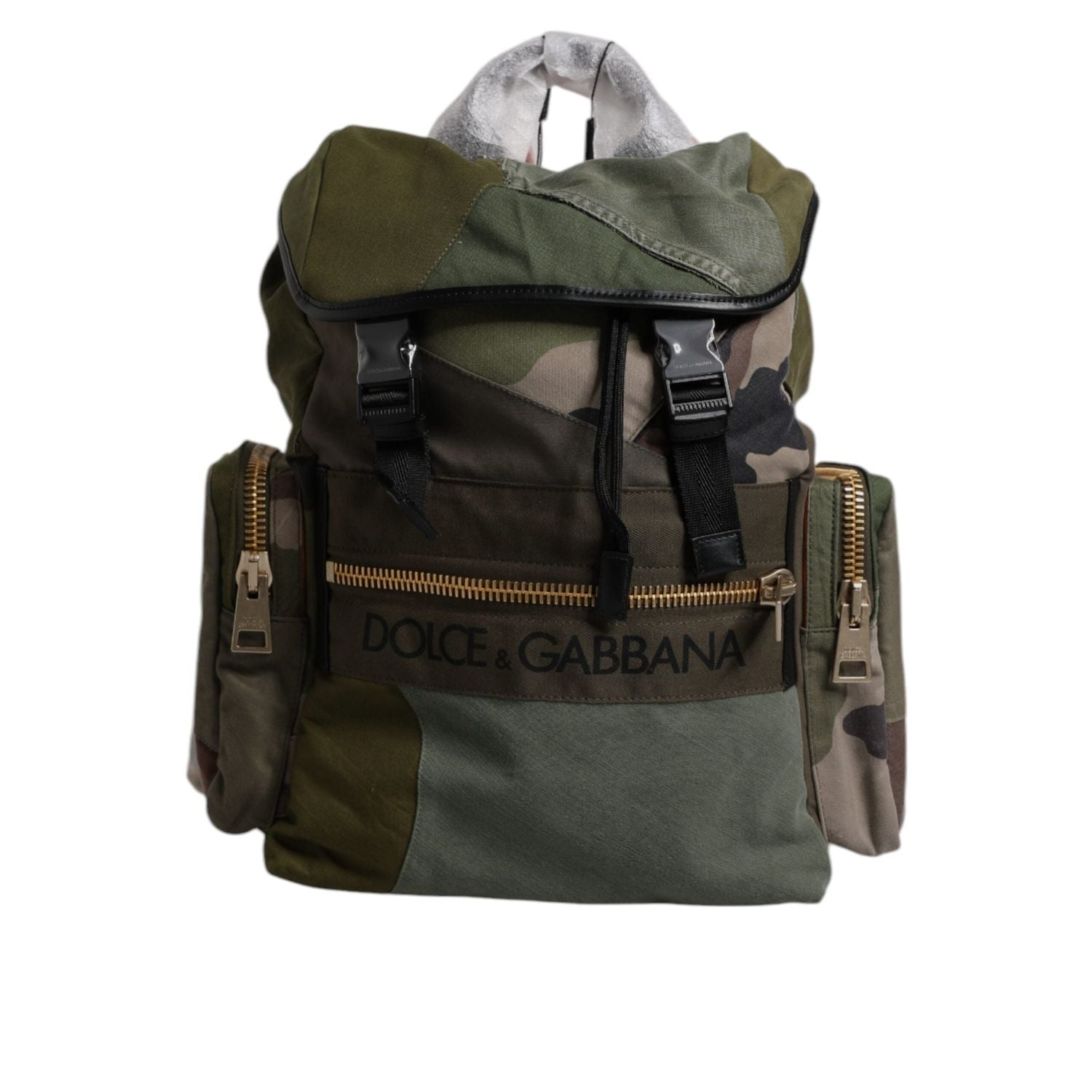 Front view with bag zipped and handles upright.