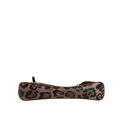 Dolce & Gabbana Brown Leopard Leather Shoulder Chain Strap Bag