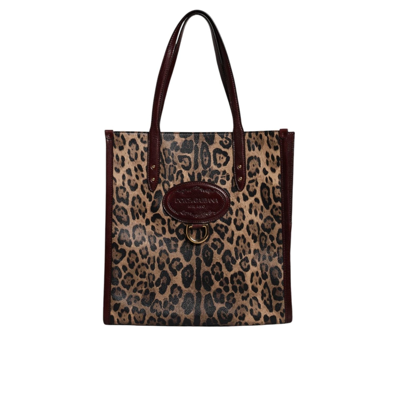 Dolce & Gabbana Brown Leopard Leather Shoulder Strap Tote Bag