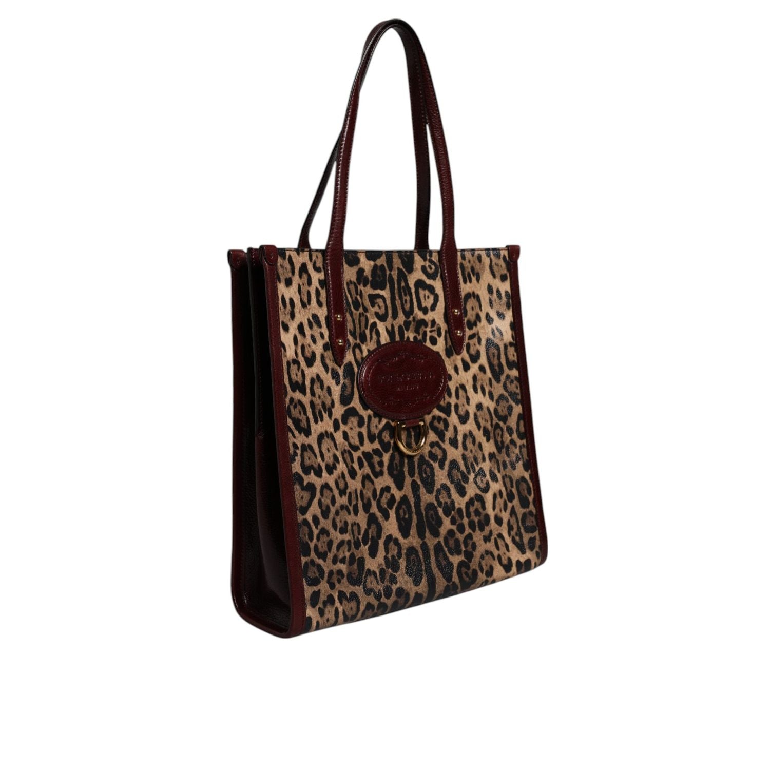 Dolce & Gabbana Brown Leopard Leather Shoulder Strap Tote Bag