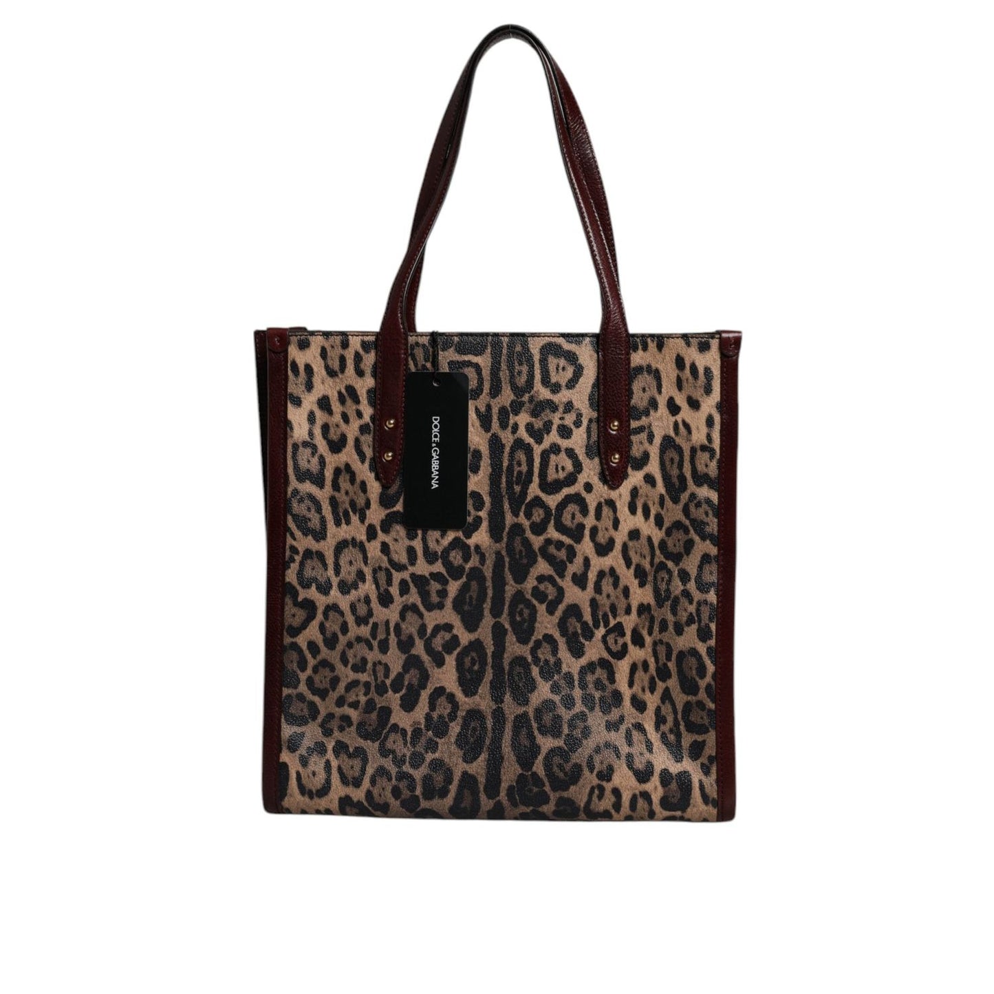 Dolce & Gabbana Brown Leopard Leather Shoulder Strap Tote Bag