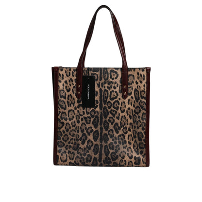 Dolce & Gabbana Brown Leopard Leather Shoulder Strap Tote Bag