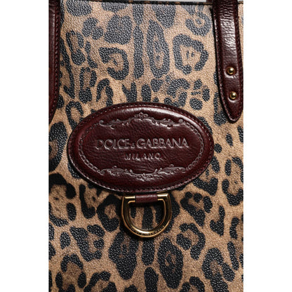 Dolce & Gabbana Brown Leopard Leather Shoulder Strap Tote Bag