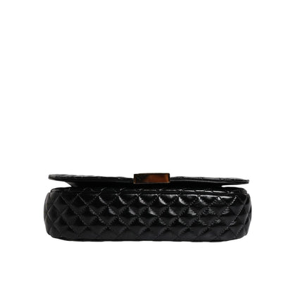 Versace Black Calf Leather Quilted Shoulder Strap Bag