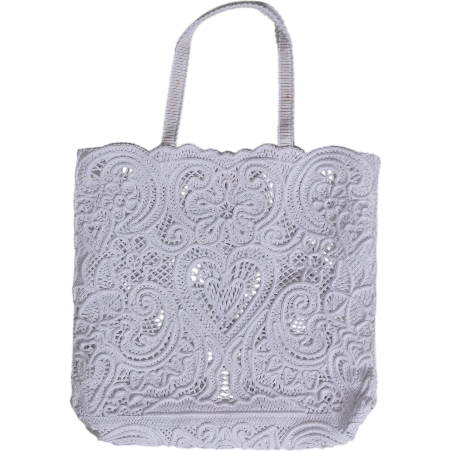 Dolce & Gabbana White Cordonetto Lace Beatrice Tote Shopping Bag