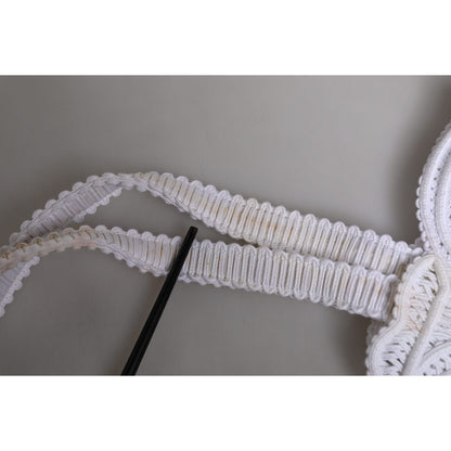 Dolce & Gabbana White Cordonetto Lace Beatrice Tote Shopping Bag