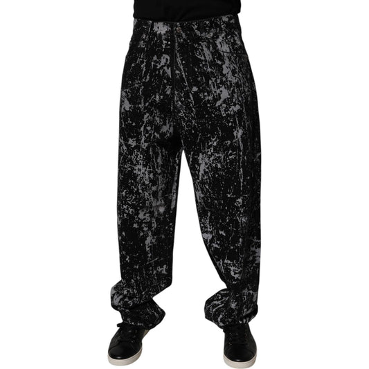 Dolce & Gabbana Black Tie Dye Cotton Straight Men Denim Jeans PAN75152-48