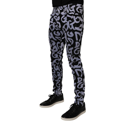 Dolce & Gabbana Black Logo Monogram Cotton Skinny Denim Jeans