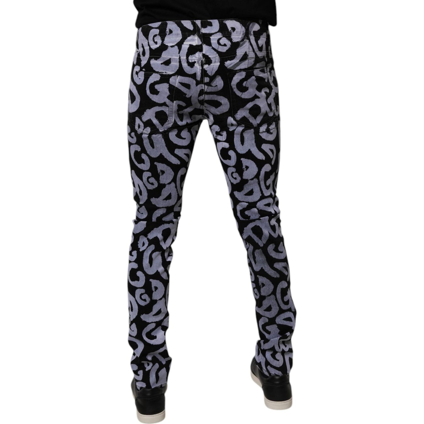 Dolce & Gabbana Black Logo Monogram Cotton Skinny Denim Jeans PAN75161-48