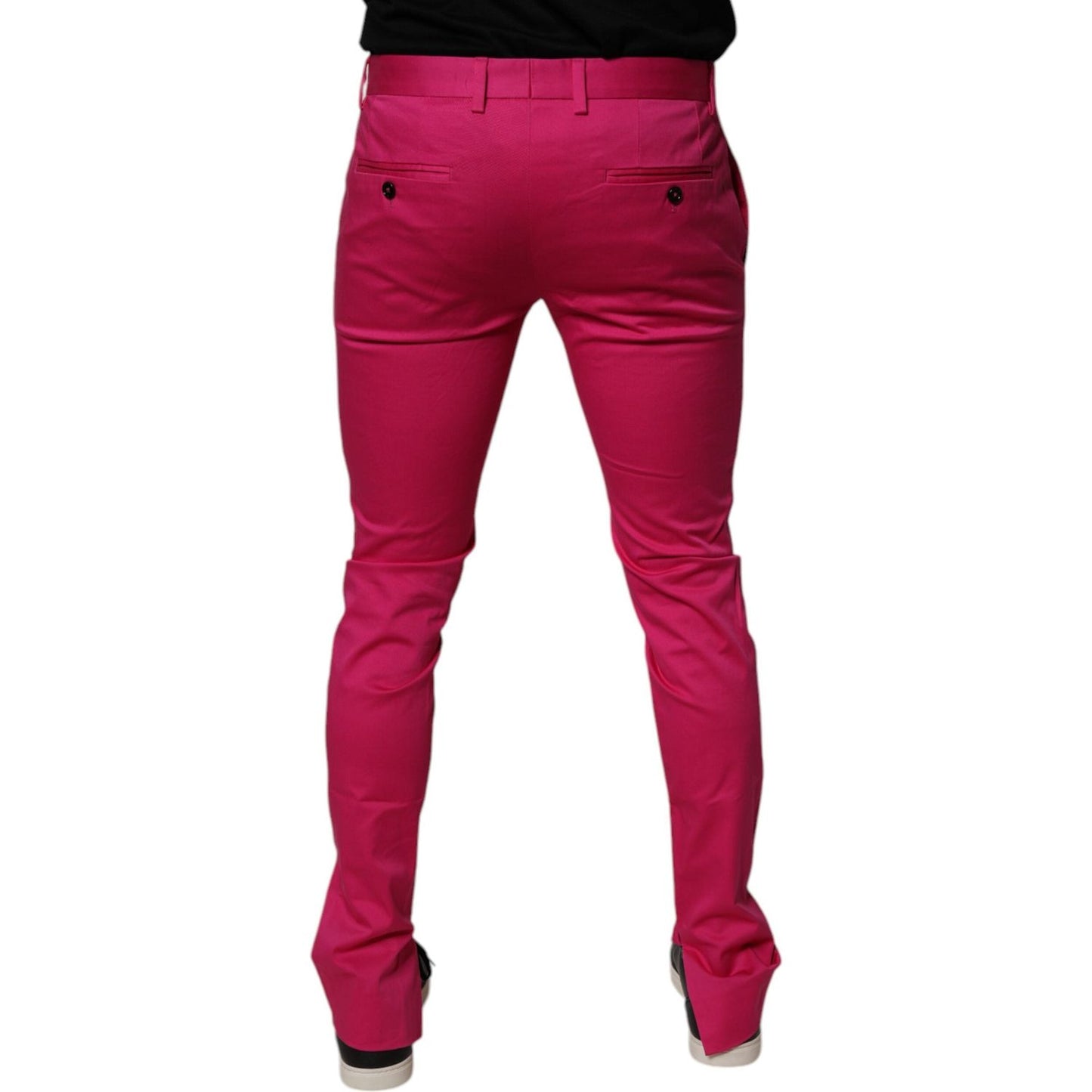 Dolce & Gabbana Pink Black Stripe Slim Fit Men Dress Pants PAN75169-48