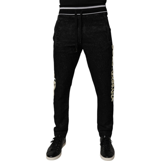 Dolce & Gabbana Black Mid Waist Jogger Men Sweatpants Pants PAN75224-44