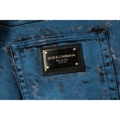 Dolce & Gabbana Blue Tie Dye Cotton Skinny Men Denim Jeans