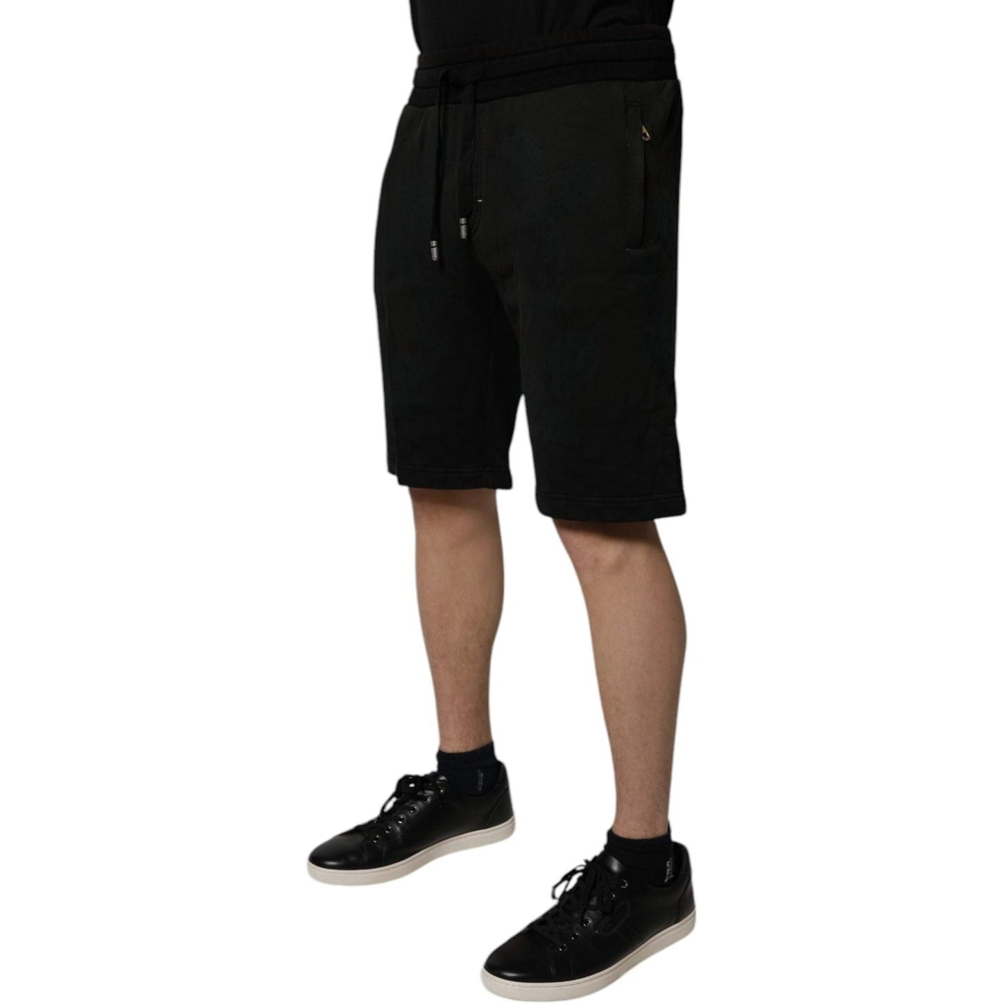 Dolce & Gabbana Black Cotton Sweatshorts Men Bermuda Shorts
