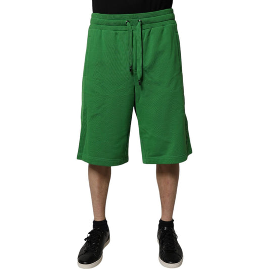 Dolce & Gabbana Green Cotton Men Sweatshorts Bermuda Shorts PAN75245-48