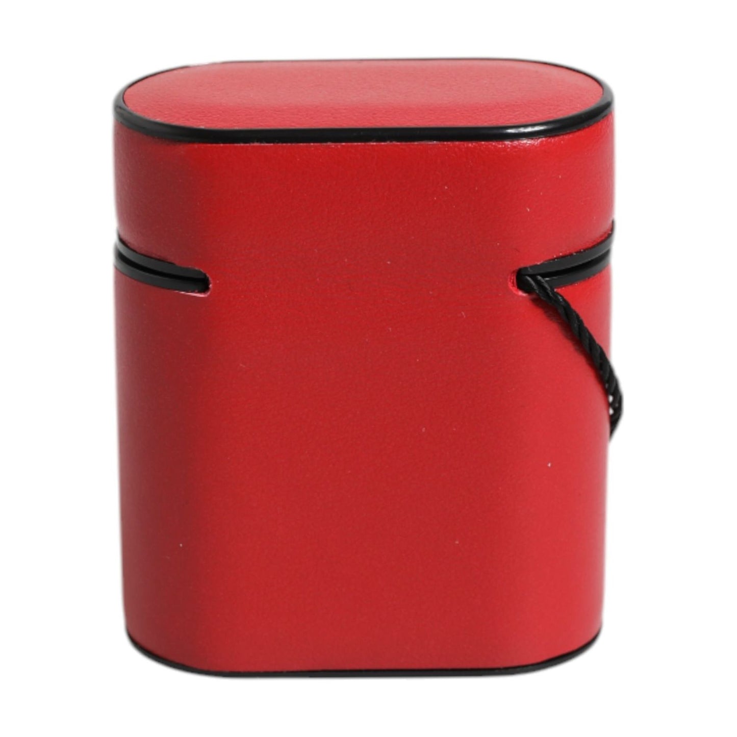 Dolce & Gabbana Red Calfskin Leather Logo Print Flip Holder Airpods Case