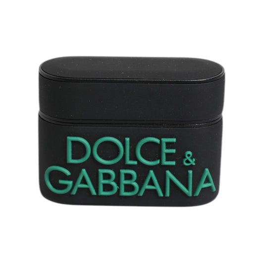 Dolce & Gabbana Black Orange Silicone Embossed Logo Airpods Case SMY10657