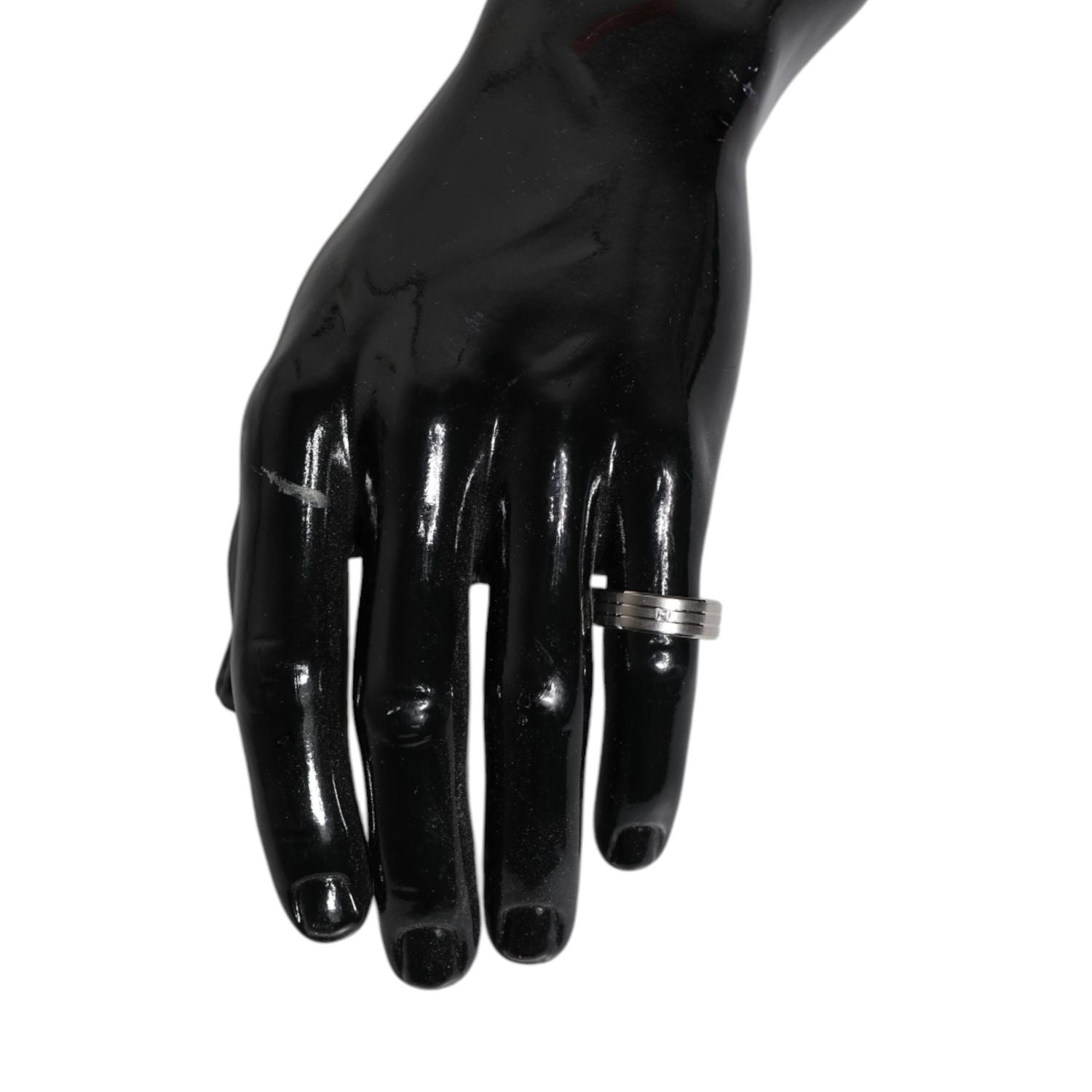 Dolce & Gabbana Silver Tone Brass Clear Crystal DG Logo Ring