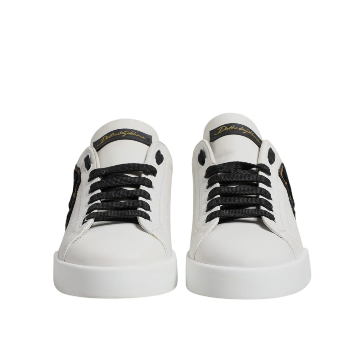 Dolce & Gabbana White Leather DG Logo Low Top Sneakers Shoes