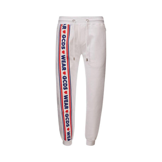 GCDS Elevate Your Wardrobe with Chic White Cotton Pants GCDS Light Gray