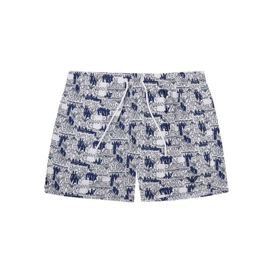 Emporio Armani Elegant White Polyester Swim Shorts Emporio Armani Gray