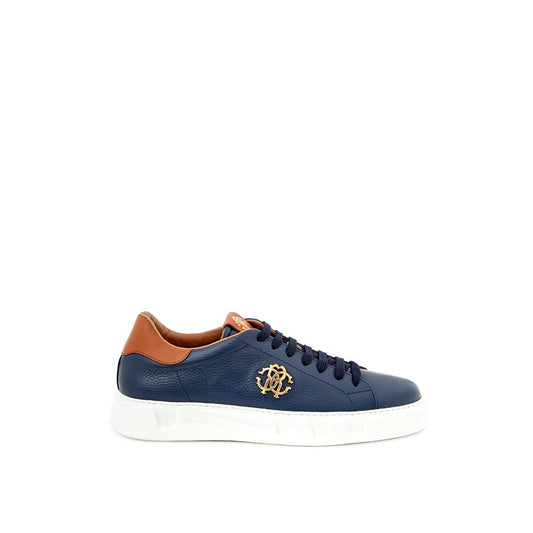 Roberto Cavalli Blue Leather Sneaker RO-279673-EU46/US12