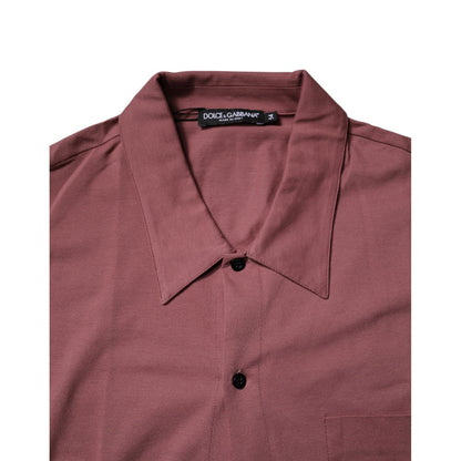 Dolce & Gabbana Dark Pink Button Down Casual Polo Men Shirt