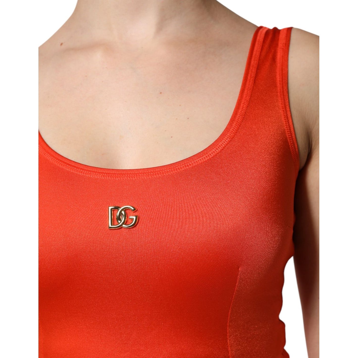 Dolce & Gabbana Orange Sleeveless Bodycon Jumpsuit Dress