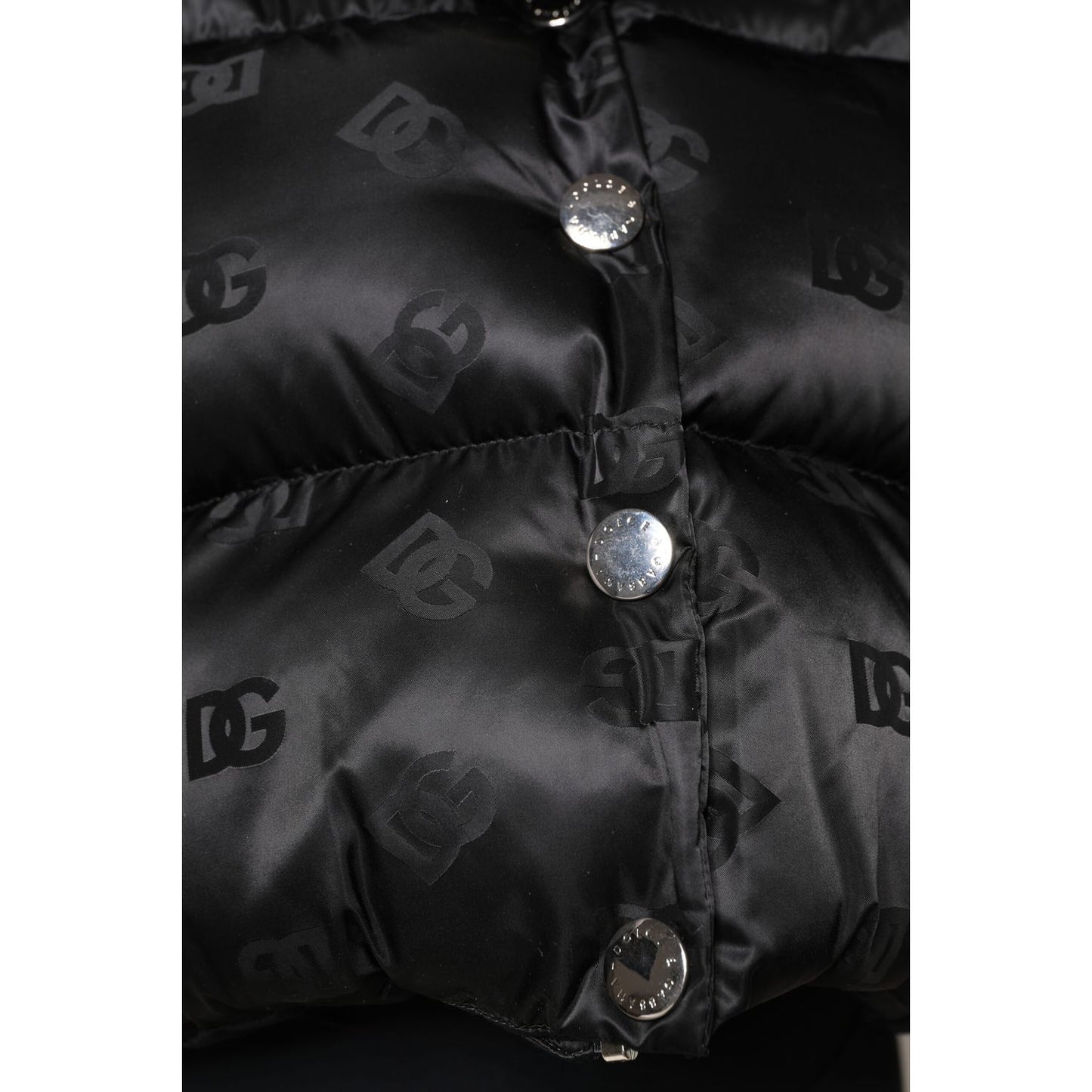 Dolce & Gabbana Black Padded Puffer Hooded Full Zip Cropped Jacket