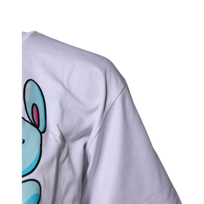 Dolce & Gabbana White Printed Cotton Crew Neck Tee T-shirt