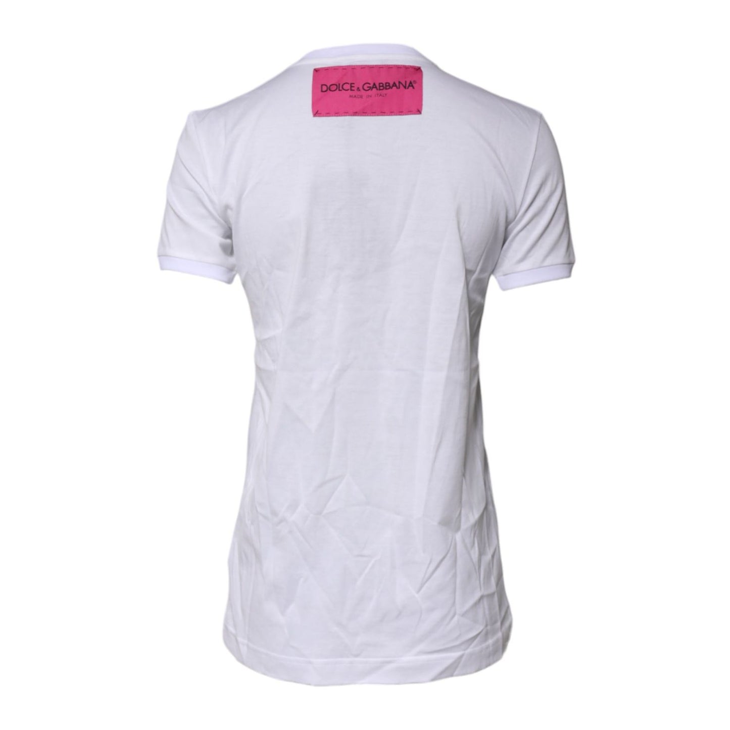 Dolce & Gabbana White Cotton Logo Print Round Neck T-shirt