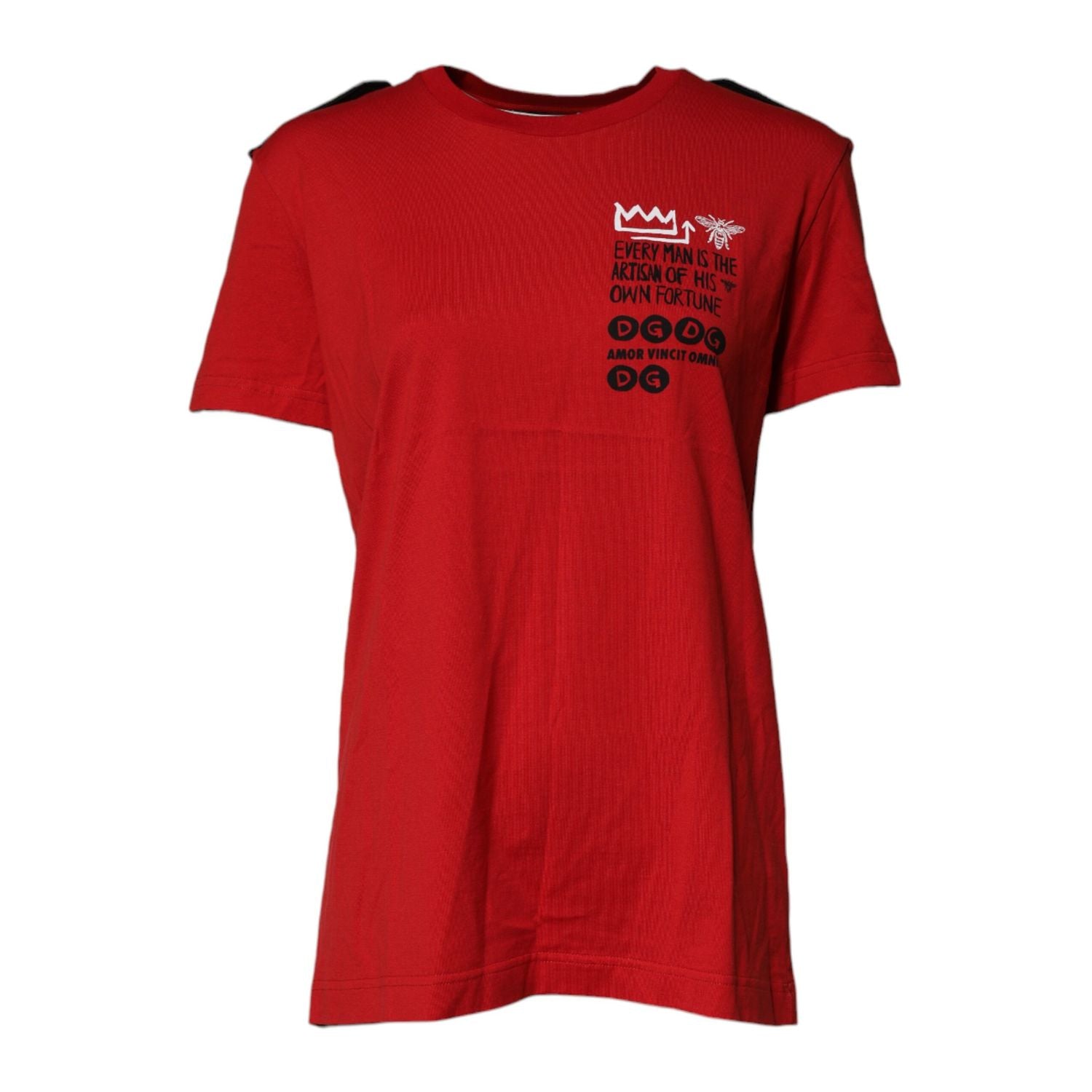 Dolce & Gabbana Red Cotton Graphic Print Crew Neck T-shirt