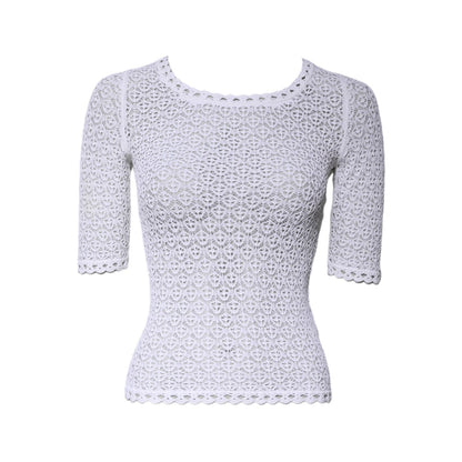 Dolce & Gabbana White Viscose Short Sleeve Crochet Top