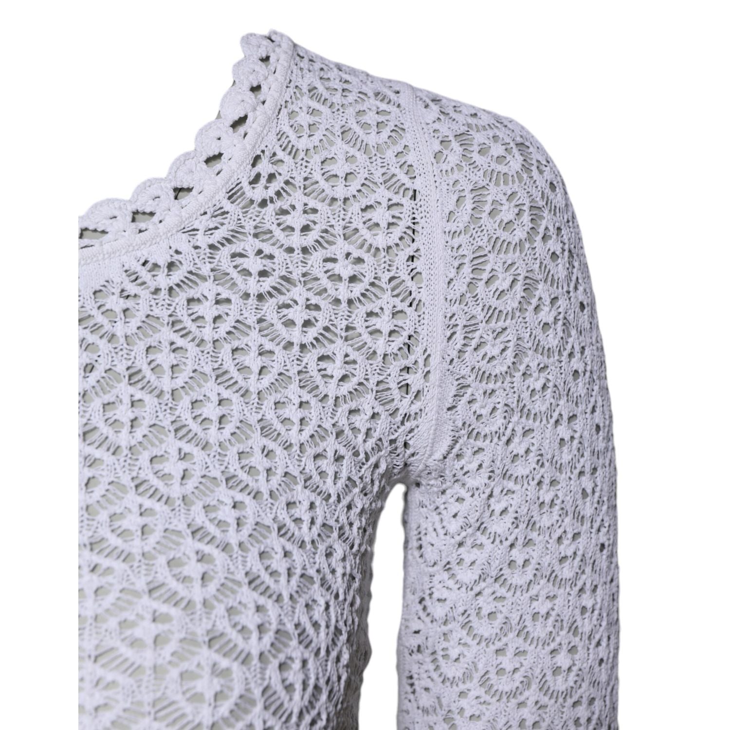 Dolce & Gabbana White Viscose Short Sleeve Crochet Top