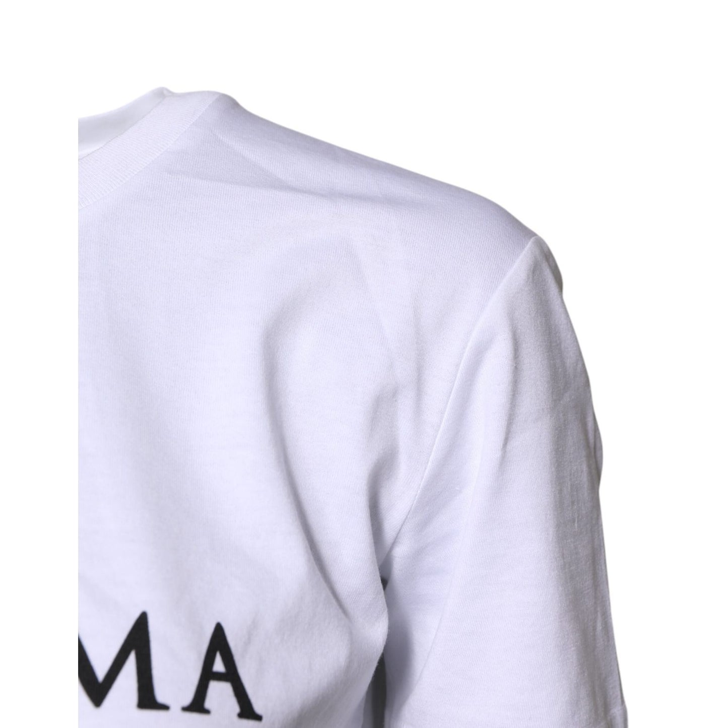 Dolce & Gabbana White Cotton Printed Round Neck Top T-shirt