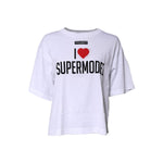 Dolce & Gabbana White Printed Round Neck Top Cotton T-shirt