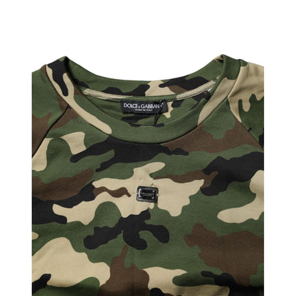 Dolce & Gabbana Multicolor Camou Cropped Sweatshirt Sweater