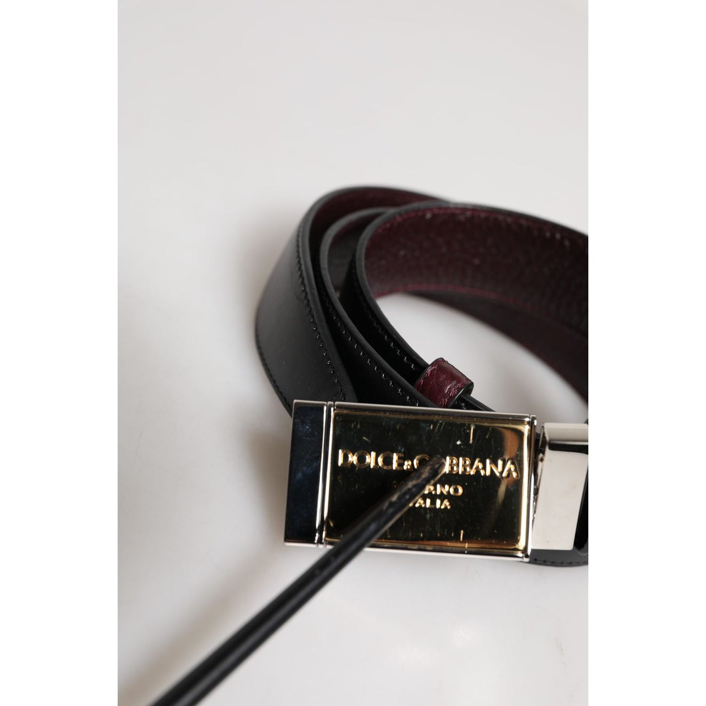 Dolce & Gabbana Black Brown Leather Metal Buckle Reversible Belt