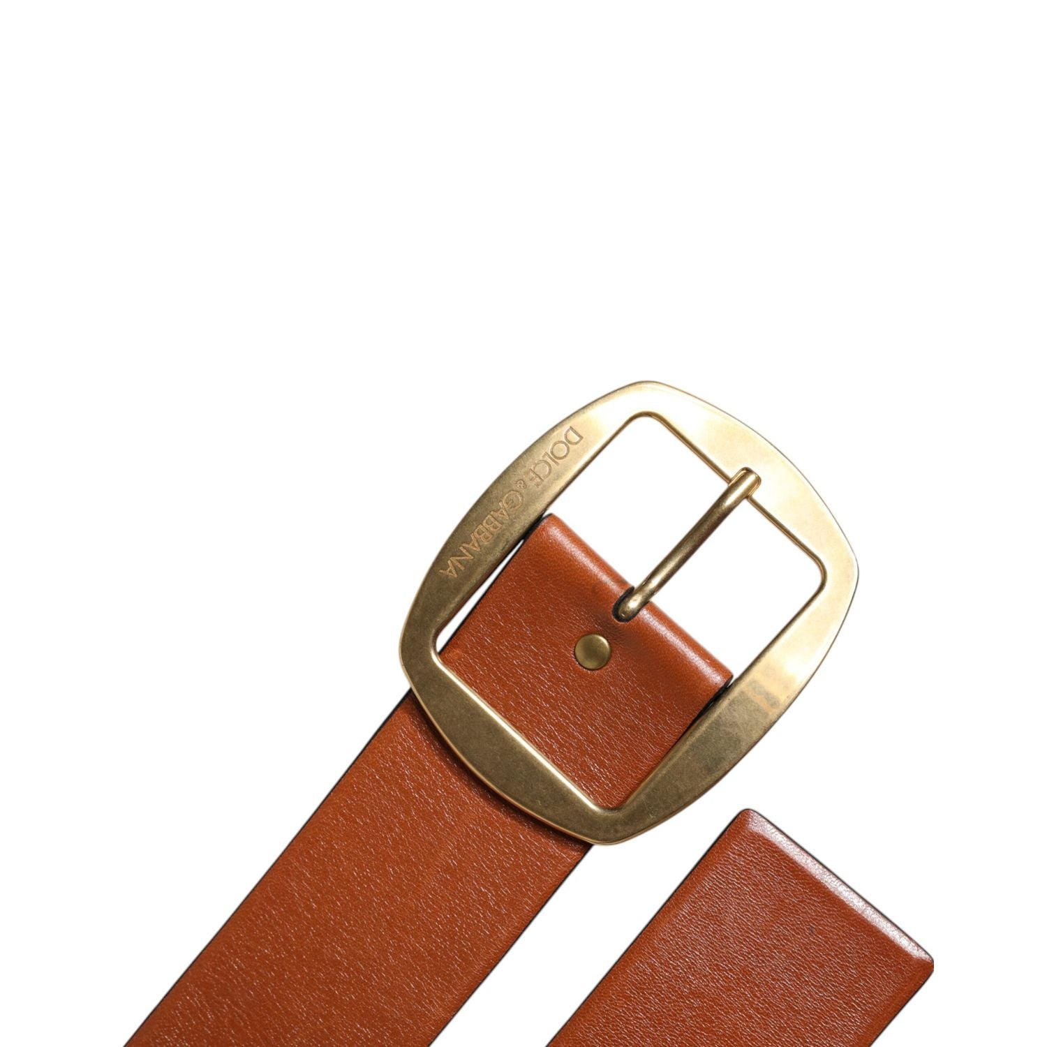 Dolce & Gabbana Brown Leather Gold Metal Buckle Classic Belt