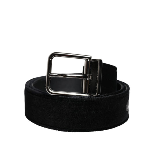 Dolce & Gabbana Black Cotton Silver Tone Metal Buckle Belt BEL9278-85