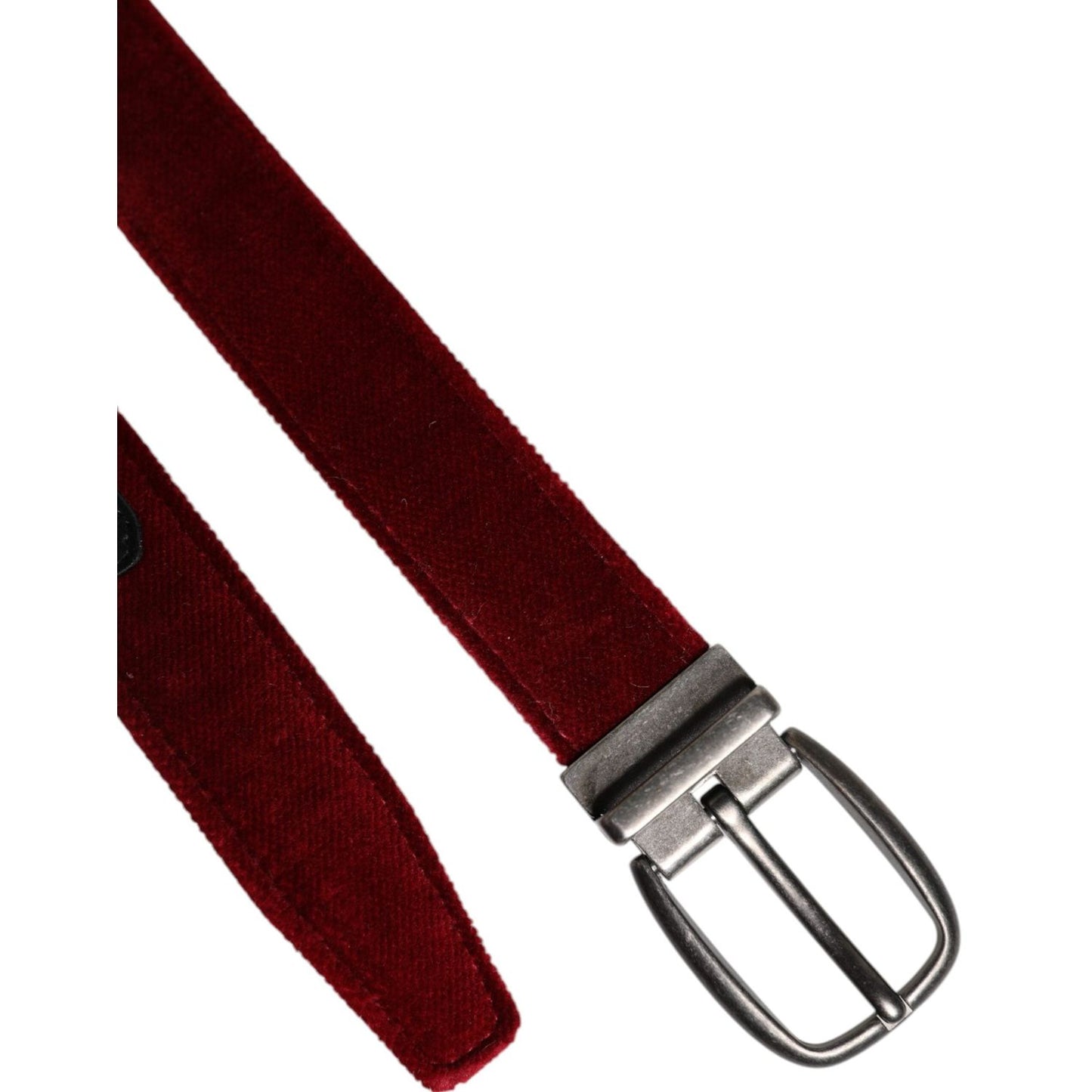 Dolce & Gabbana Red Velvet Black Metal Buckle Logo Belt BEL9279-100