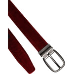 Dolce & Gabbana Red Velvet Black Metal Buckle Logo Belt BEL9279-100