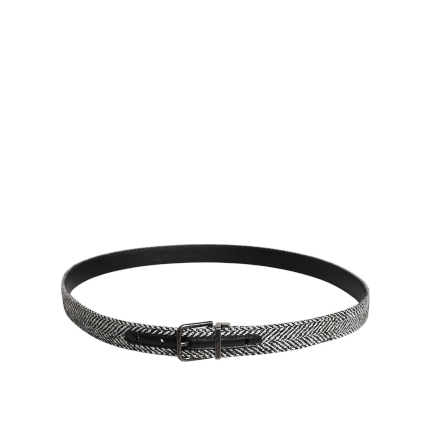Dolce & Gabbana Black White Silver Tone Metal Buckle Belt BEL9289-110